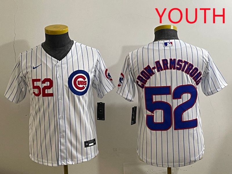 Youth 2025 Chicago Cubs #52 Crow-Armstrong White Stripe Game Nike MLB Jersey style 4->youth mlb jersey->Youth Jersey